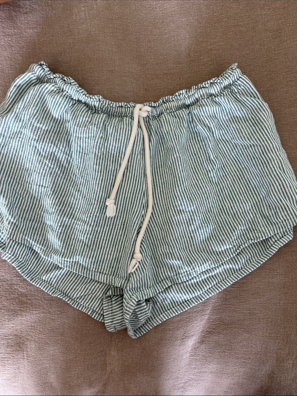 Universal Thread Green + White Striped Drawstring Athletic Shorts